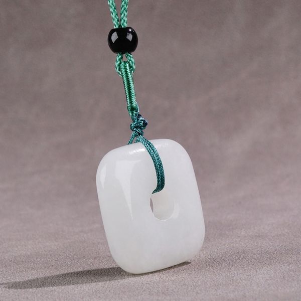 Natural quadrado branco jade pedra preciosa colar simples colar bff colares masculino corrente com pingentes casal shein designer de jóias masculino jóias gemas e jóias