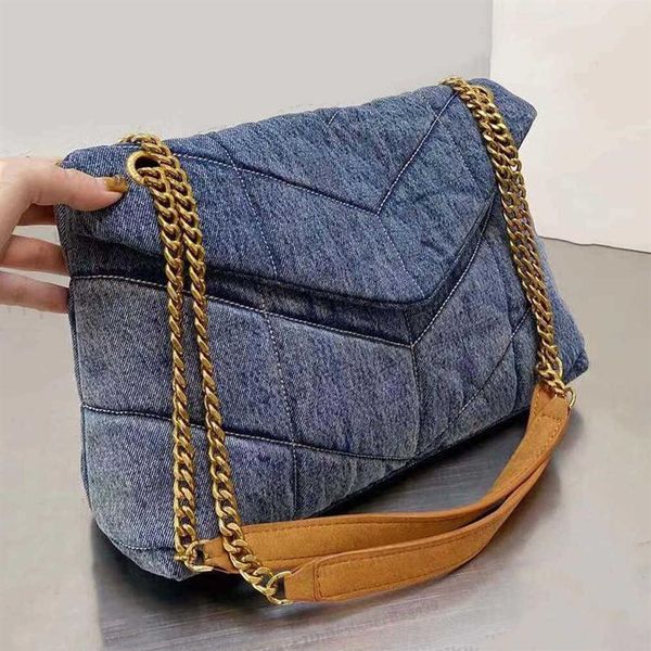 Дизайнерская женская джинсовая сумка LOULOU Puffer, модные классические джинсы, сумки через плечо, роскошная дизайнерская сумка Purs307O