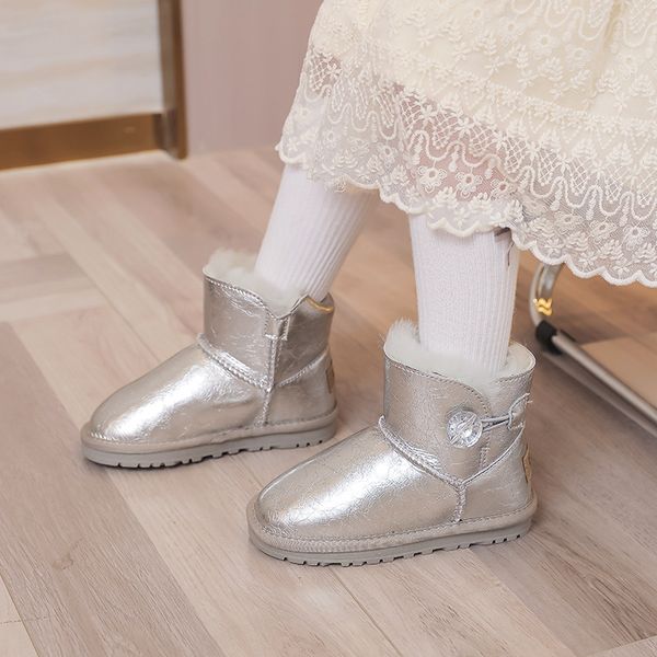 Austrália Botas infantis sapato manter aquecido botas com arco crianças clássicas mini meia bota de neve inverno pele cheia fofa peluda cetim tornozelo pré-escolar PS Enfant criança botas infantis