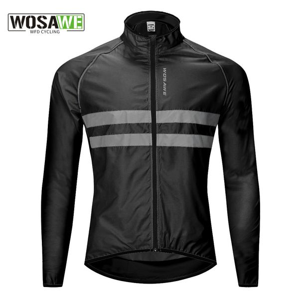 Jaquetas de ciclismo Wosawe reflexiva jaqueta de ciclismo alta visibilidade multifuncional jersey estrada mtb bicicleta à prova de vento secagem rápida casaco de chuva blusão 230911