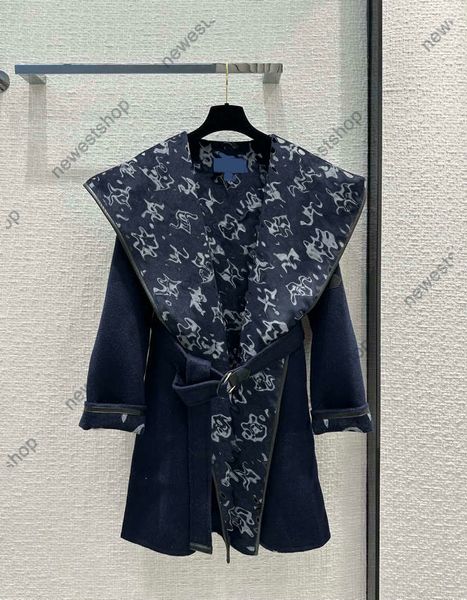 24SS Cappotto in lana da donna autunno Designer Cappotti Giacca da donna lettera classica Stampa Cappotto in lana con cappuccio Cappotto lungo da donna Trench