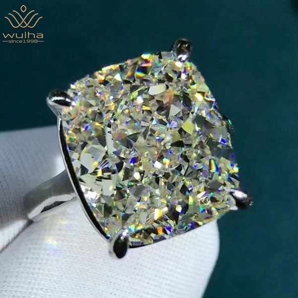 Alyanslar Wuiha 925 STERLING Gümüş 3EX Yastık Kesme 8CT VVS D Renk Oluşturulan Nişan Özelleştirilmiş Yüzük Güzel Takı 230909