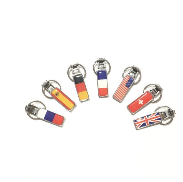 Schlüsselanhänger Nationalflagge Serie Schlüsselanhänger Legierung Epoxidharz für USA Deutschland Großbritannien Spanien Russland Frankreich Schweiz Auto Motorrad Zubehör
