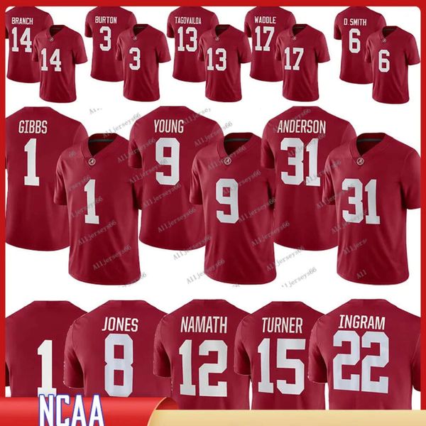 Ncaa 9 Bryce Young Alabama Crimson College Football Trikots Will Anderson Jr. Joe Namath Jahmyr Gibbs Mccarron Ty Simpson American College