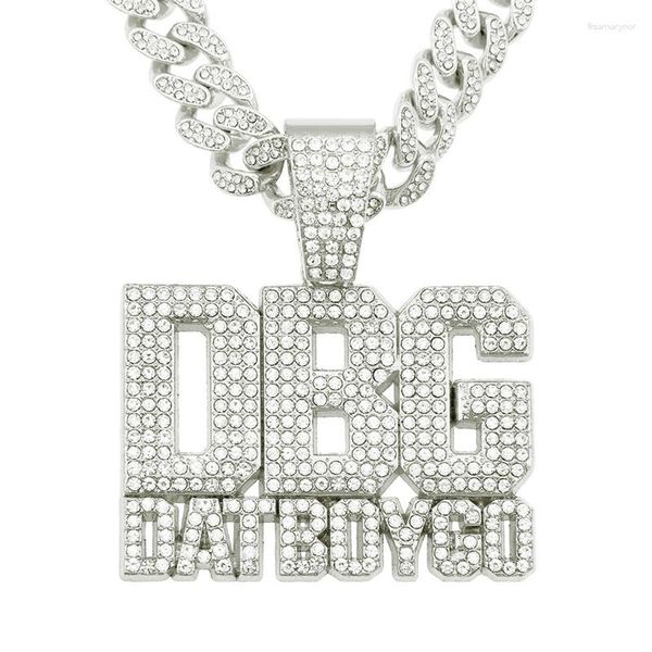 Kolye Kolyeler Erkek Kadın Hip Hop Izlı Bling Mektubu DBG Kolye 13mm Miami Küba Zinciri Hiphop Moda Buzlu Mücevher