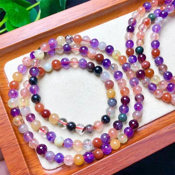 Pulseira Mistura Natural Cristal Quartzo Múltiplo Círculos Moda Mulheres Cura Jóias Gemstone Reiki Presente de Feriado 1 PCS 5mm