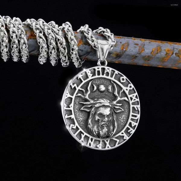 Colares Pingente Vintage Viking Deer God Colar Masculino Aço Inoxidável Moda Odin Rune Charme Hip-Hop Rock Jóias Presentes