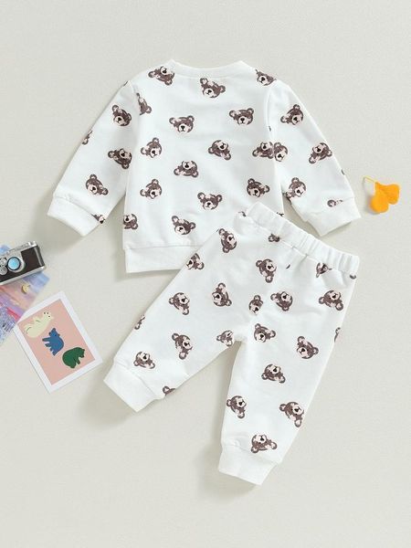 Bekleidungssets: Entzückendes gemustertes Hoodie- und Jogginghose-Set für stilvolle Baby-Jungen und Mädchen – gemütliches 2-teiliges Outfit für den Herbst