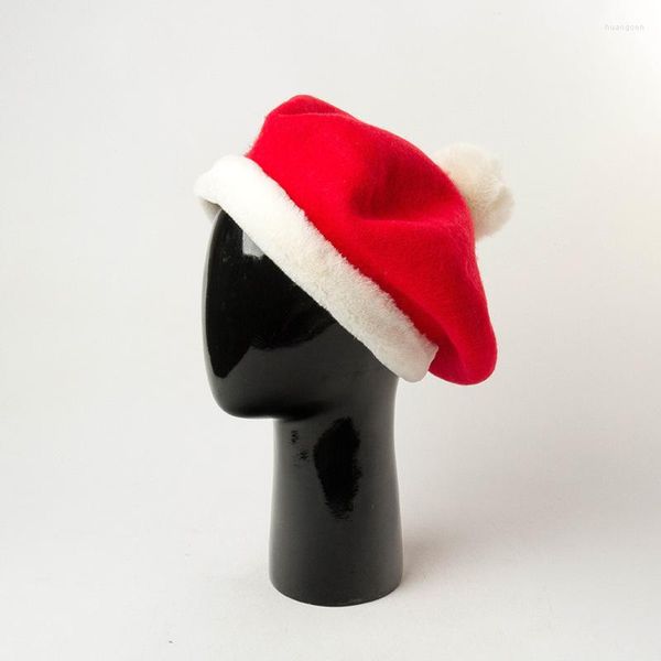Berets 2023 outono inverno feriado natal lã boina artista chapéu feminino bonito bola de cabelo quente bud moda