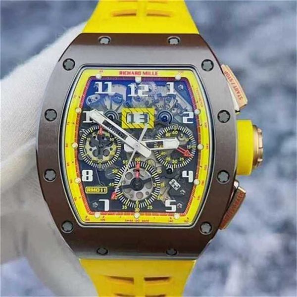 Автоматические механические наручные часы Richarmilles Watch Женские швейцарские часы RM011 AO RG ограничено 30 коричневыми и желтыми цветами с соответствующей датой WN-FJZH