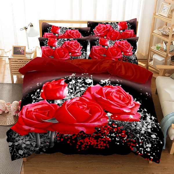 Set biancheria da letto Set giardino rose Copripiumino Biancheria da letto con stampa digitale 3D Queen Size Fashion Design 230911