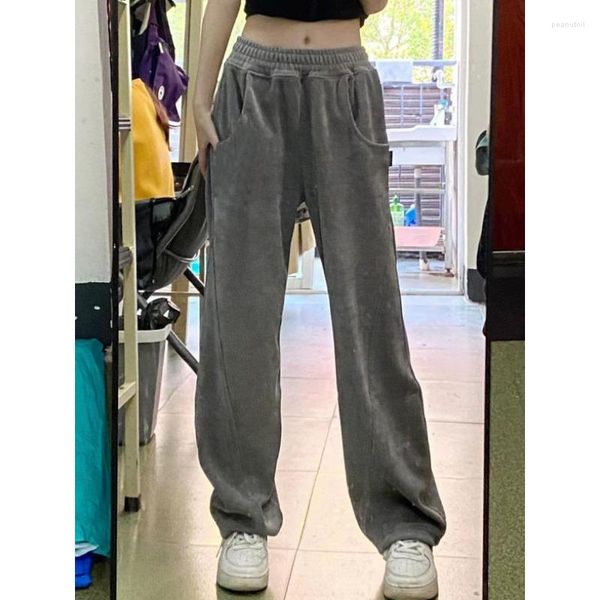 Calças femininas deeptown casual esporte sweatpants outono vintage cinza coreano moda streetwear hippie joggers calças de grandes dimensões