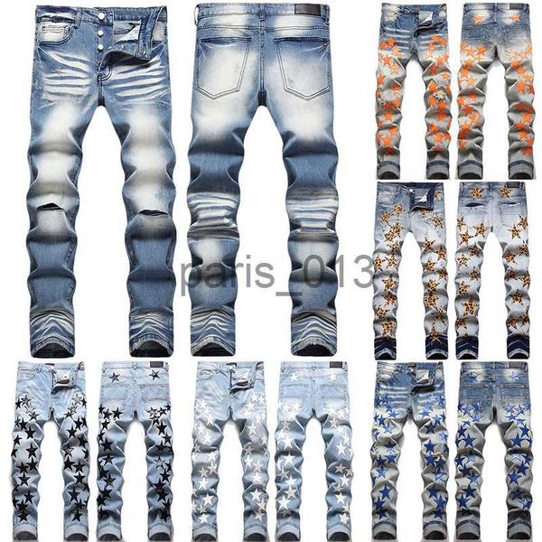 Herrenjeans Herren Designer Miris Jeans Distressed Ripped Biker Slim Straight Denim für Herren Print Womens Army Fashion Mans Skinny Pants x0911