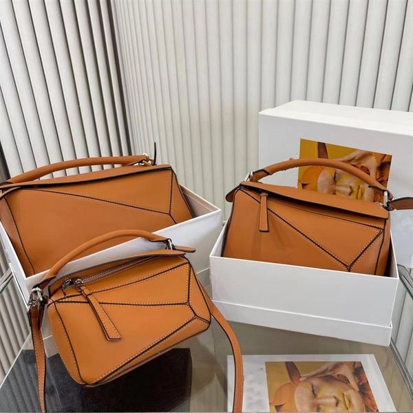 Модный дизайн сумки для женщин Сумки Lowe с геометрией, сшитые пазлом Ling, решетка из коровьей кожи, унисекс, сумка на плечо, подушка-мессенджер, 249o