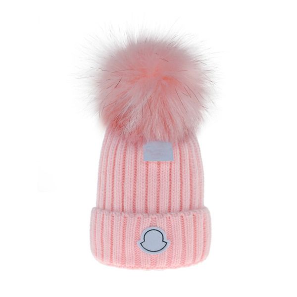 Designer inverno malha gorro chapéu de lã mulheres robusta boina chapéu boina sólido natal algodão chapéu de pele sintética chapéus bonés 22 cores fio alto tingido unisex