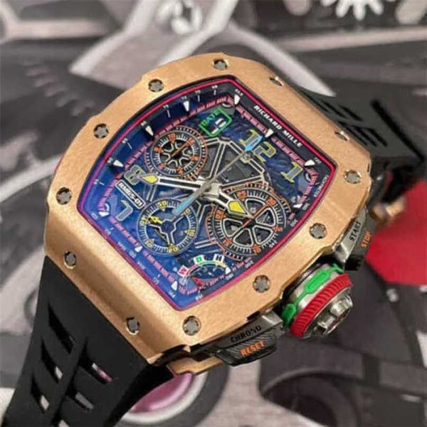 Richarmilles Relógios Mecânicos Automáticos Relógios de Pulso Feminino Rm6501 Rose Gold Mens Moda Lazer Esportes Cronômetro Pulso Watc E0XV WNPF4