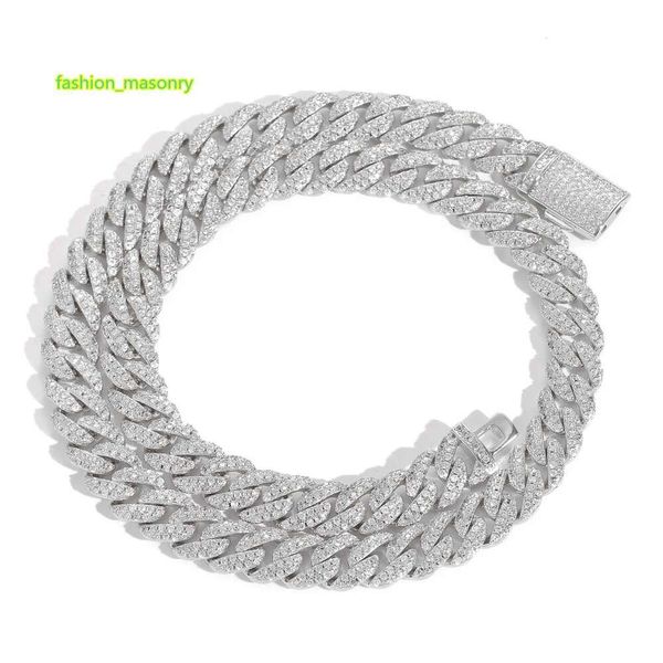 Moissanit-Ketten, 10 m, 40,6–61 cm, 925er-Sterlingsilber, bestandener Diamant-Kubanisches Ketten-Halsketten-Armband für Damen/Herren, schönes Geschenk