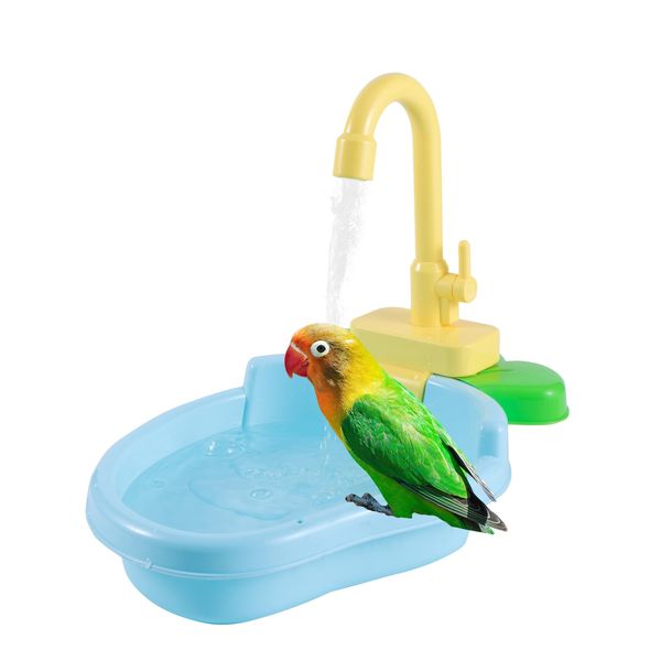 Weiteres Vogelzubehör, Papageienbad, Dusche, Badewanne, Spielzeug, automatisches Papageien-Planschbecken mit Wasserhahn, Schwimmbäder, Futterspender für Haustiere, Küche 230909