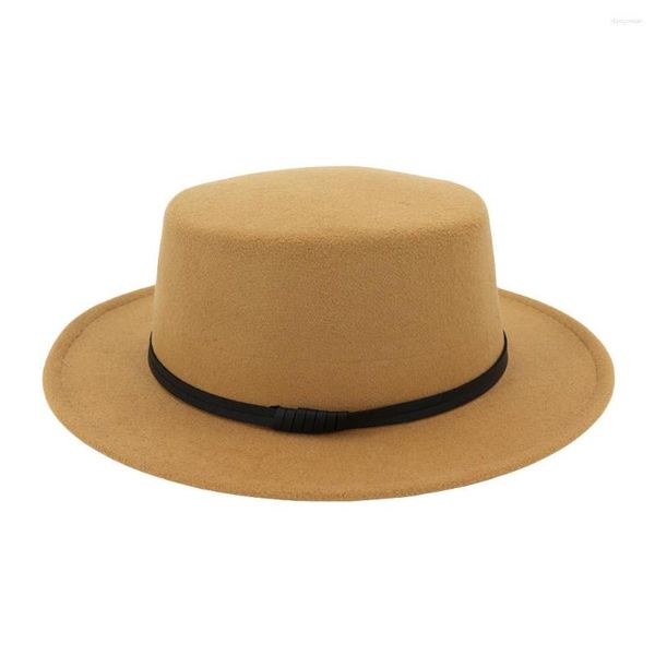 Ampla borda chapéus mulheres homens lã vintage feltro fedora chapéu com cavalheiro elegante senhora inverno outono jazz bonés clássico pai cowgirl