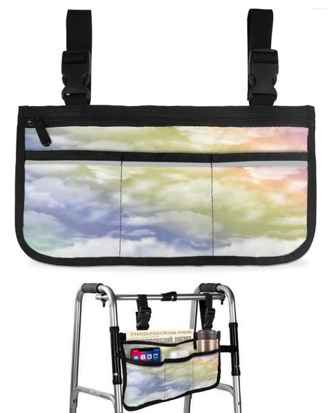 Sacos de armazenamento Gradual Abstrato Nuvens Saco de Cadeira de Rodas com Bolsos Braço Lateral Scooter Elétrico Andando Quadro Bolsa