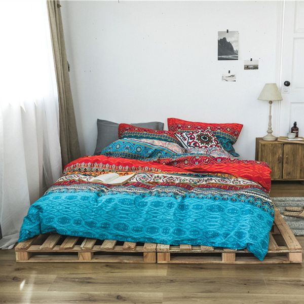 Conjuntos de cama Bohemian Algodão 3D Consolador Conjuntos de Cama Luxo Boho Duvet Cover Set Fronha Rainha King Size Bedlinen Colcha 230909