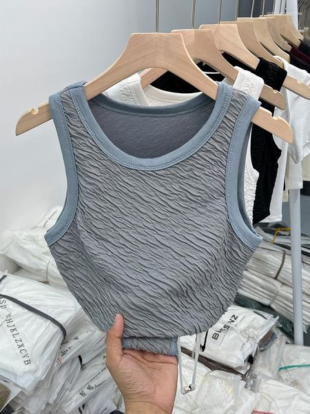 Canotte da donna Donna Vintage Crop Top Gilet senza maniche Y2k Grigio Camis Canotte Moda Harajuku Casual Estate anni '90 Canotta sexy 2023 Vestiti