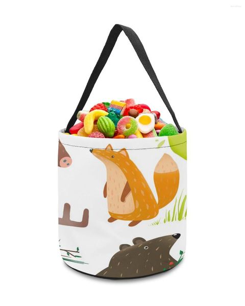 Aufbewahrungstaschen Cartoon Waldtier Heimdekoration Spielzeug Korb Süßigkeiten Tasche Geschenke für Kinder Tote Tuch Partybevorzugung