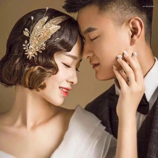 Grampos de cabelo strass cristal acessórios de casamento noiva cocar de noiva romântico ouro cor hairwear cobre barrettes ornamentos