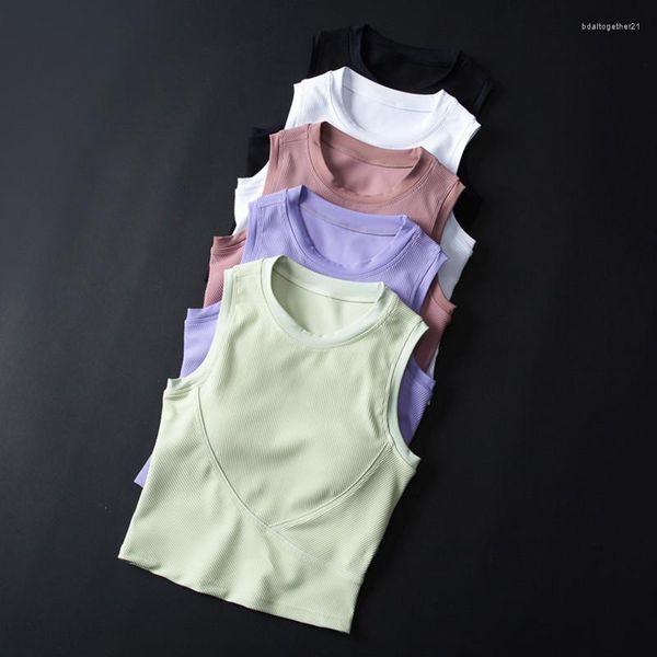 Damen Tanks Lu-u Ärmelloses Frühlings- und Sommer-weiches, hochelastisches Yoga-Tanktop mit Gewinde und stoßfestem Lauf-Fitness-Sport-BH