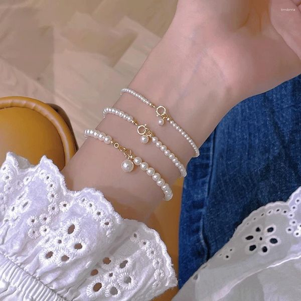 Braccialetti di collegamento Pulseras Mujer Moda Bracciale di perle dorate Regali per le donne Accessori di lusso Perline Catene Gioielli 2023 Donna