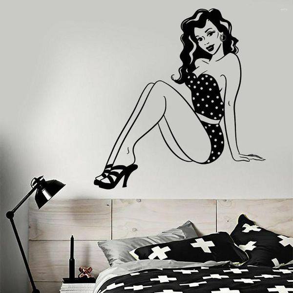 Wandaufkleber Aufkleber Retro Pin-up-Girl Sexy Frau im Badeanzug Zuhause Schlafzimmer Dekoration Design B463