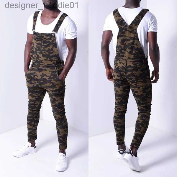 Jeans masculinos Mens Jeans Macacão Camo Casual Masculino Denim Bib Calças Macacões Streetwear Homem Camuflagem Imprimir Harem Pant Macacões Geral Y L230911