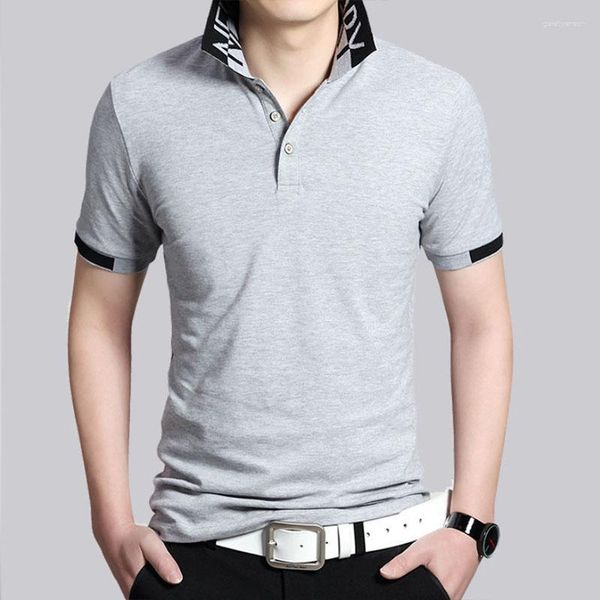 Polo da uomo in puro cotone tinta unita colletto alla coreana estivo abiti maschili 2023 slim tutto-fiammifero polo di base business T-shirt top