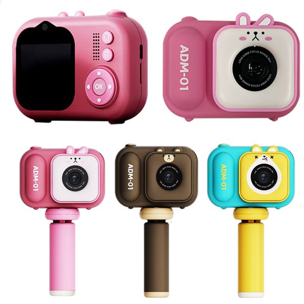 Fotocamere giocattolo 48MP Fotocamera digitale per bambini Cartoon Bear Shape Mini con treppiede Giocattoli per bambini all'aperto Regalo di compleanno per ragazze 230911