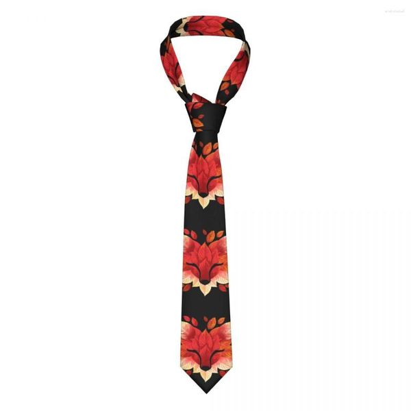 Papillon Foglie Autunno Cravatte rosse Uomo Donna Poliestere 8 cm Animali Collo artistico Camicia stretta in seta Accessori Cravatta Matrimonio