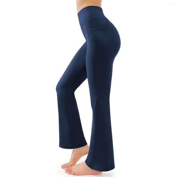 Kadın Taytlar Yüksek Bel Kadınlar İçin Kesintisiz Katı Cep Streç Mikro Alevli Pantolon Geniş Bel Bandı Fitness Egzersiz Leggins