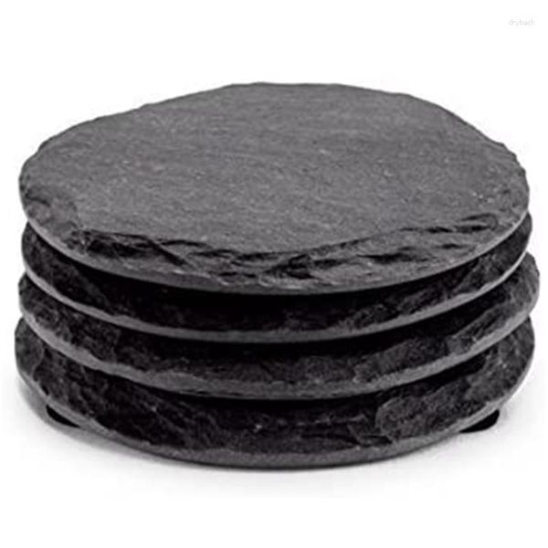 Bolsas de jóias 4 PCS Round Black Coasters Handmade para bebidas bebidas copos de vinho