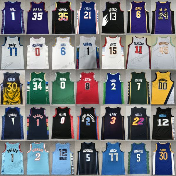 Camisas de basquete impressas Jokic 12 Dosunmu 12 Morant 13 Adebayo 13 George 22 Wiggins 22 Ayton 22 Butler 23 Green 23 VanVleet 23 Ivey Murray Curry Westbrook Maxey