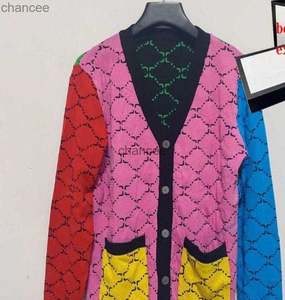 Maglioni 2022GG Cappotto maglione casual GGity Lettera cardigan nuovo sciolto Jin Zhixiu autunno color cammello scollo a V maglia di media lunghezza HKD230911