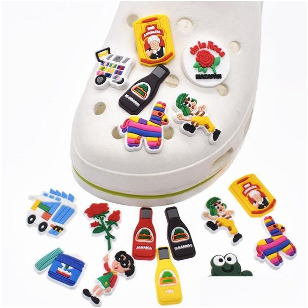 Schuhteile, Zubehör, Herstellung, Großhandel, mexikanischer Stil, Clog-Charms, Hispanic-Bier, Weinflasche, PVC, Jibbitz-Charm, Drop-Lieferung, Dhnyh