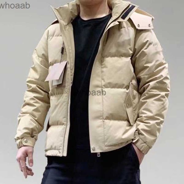 Herren Daunenparkas Doudoune Winter Herren Schwarz und Beige Daunenjacke Britischer Stil Parka Verdickte warme kurze Kapuze Business Freizeitmäntel HKD230911