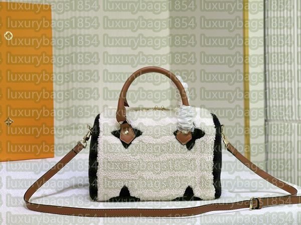 2023 outono e inverno designer novo saco de correspondência de cores de lã de cordeiro m40394 ombro mensageiro bolsa bolsa moda grande logotipo tela de seda bordado travesseiro saco