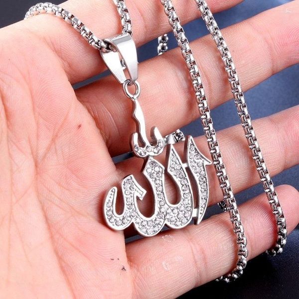 Anhänger Halsketten Islam Muslim Rune Form Halskette Damen Mode Kristall Intarsien Amulett Zubehör Party Schmuck