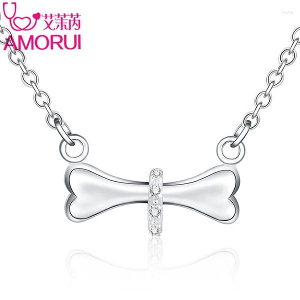 Collane con ciondolo Colore argento CZ Love Dog/Pet Bone per gioielli da donna Girocollo Collier Collana Femme Bijoux