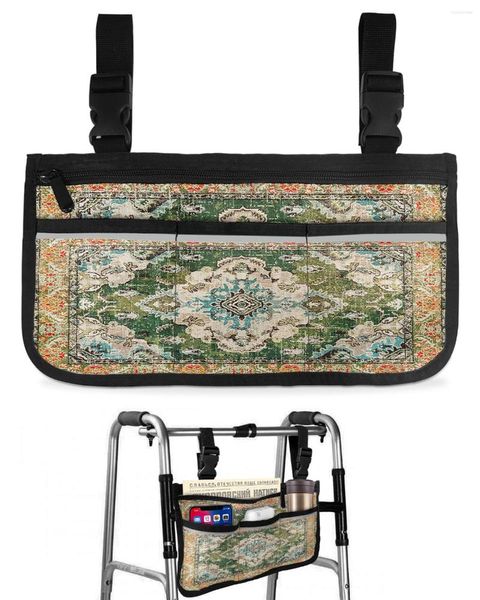 Sacos de armazenamento Bolsa de cadeira de rodas boêmia vintage com bolsos braço lateral scooter elétrico bolsa de quadro de caminhada