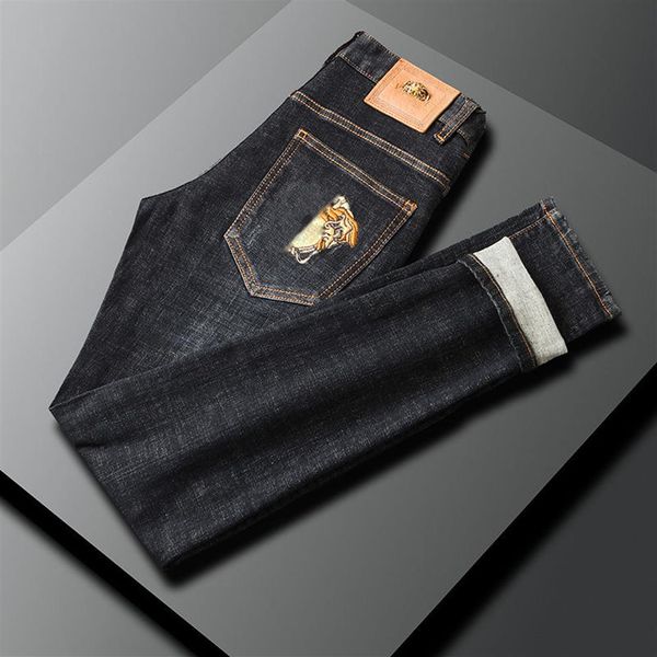 Herren lose Jeans gegen Designer Hosen Business Casual Long Medusa Gold-Planated Button Man Joggy Jeans für MEN2875