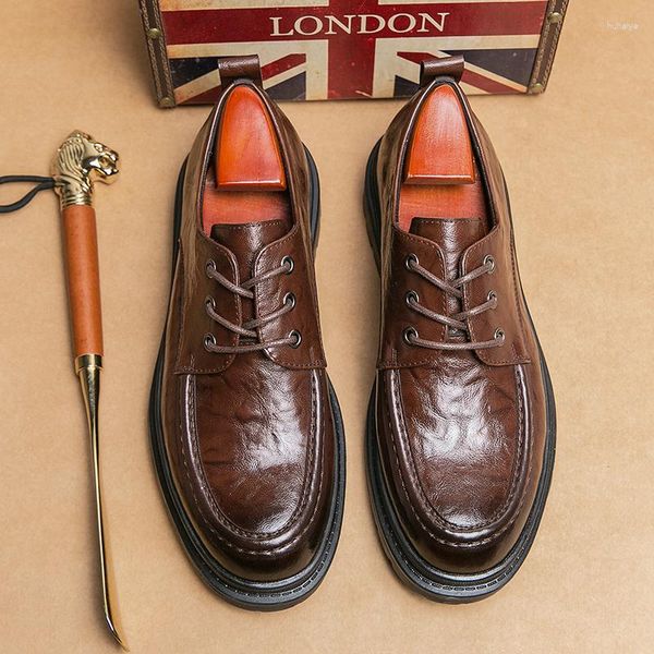 Sapatos de vestido adulto sapato de negócios moda formal oxford homem couro de alta qualidade para homens lacing mens
