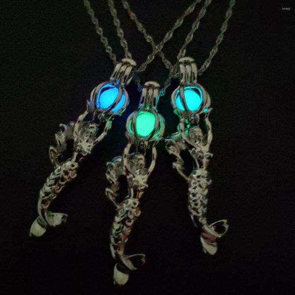 Anhänger Halsketten JUNELOVE Luxus Leuchtende Meerjungfrau Hohlstein Glow In The Dark Link Ketten Für Frauen Mode Schmuck