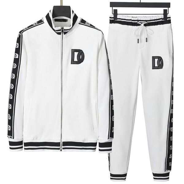 Agasalho masculino de alta versão, letras D, jaqueta bordada, conjunto de calças, terno de designer, jaquetas de beisebol, calças de moletom, conjunto de duas peças