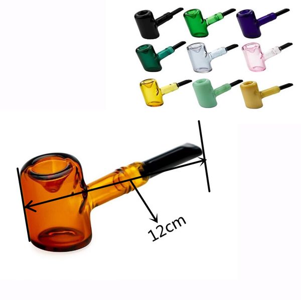 Tubo di tabacco per martello di vetro spesso inebriante all'ingrosso Colorato 12 cm Gorgogliatore di alta qualità Soffione doccia Bong percolatore Acqua portatile dab rig bong Tubi